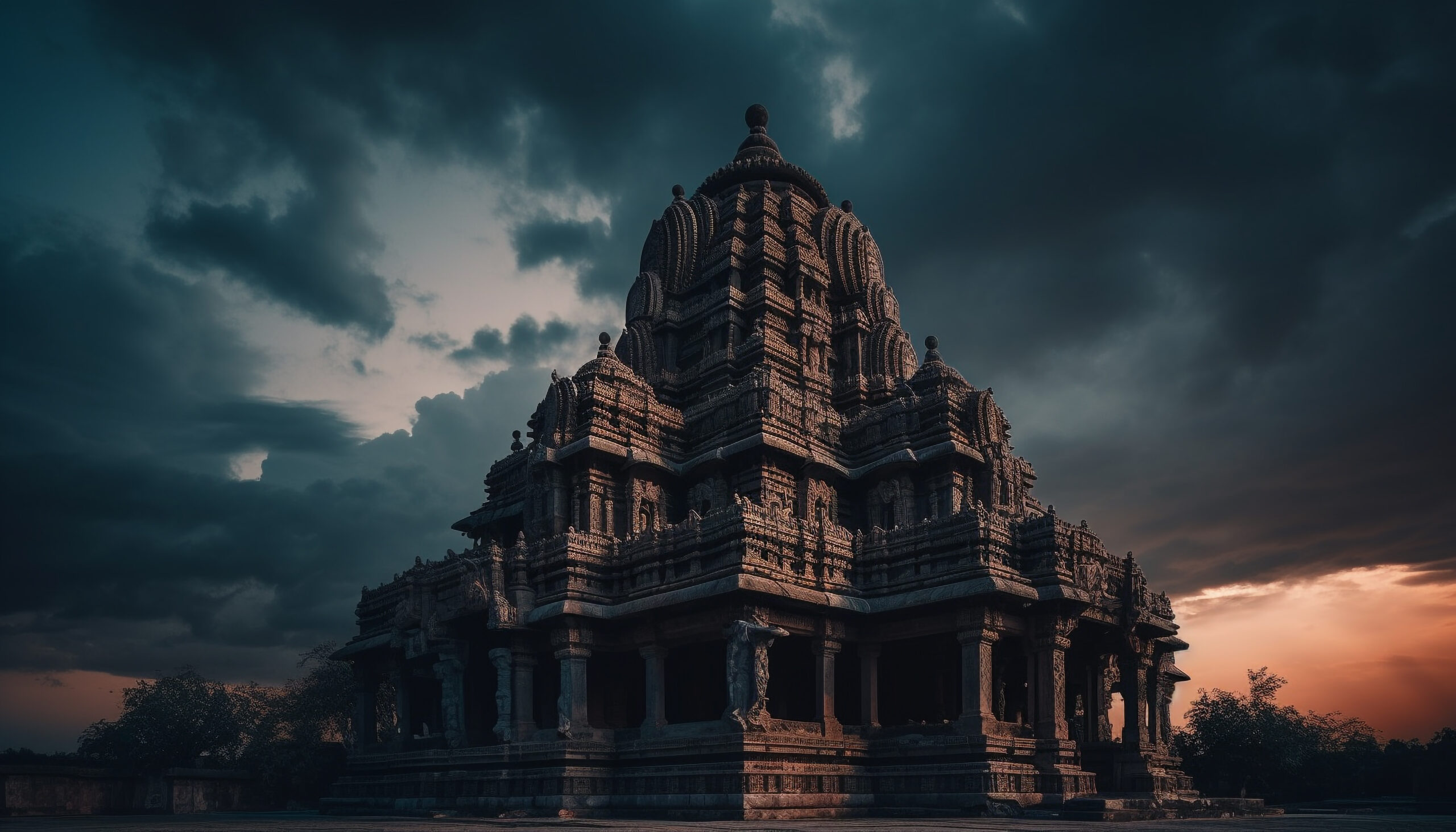 Ancient ruins of Angkor, majestic spirituality praying generated by artificial intelligence